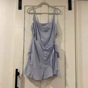 PRINCESS POLLY baby blue mini wrap dress